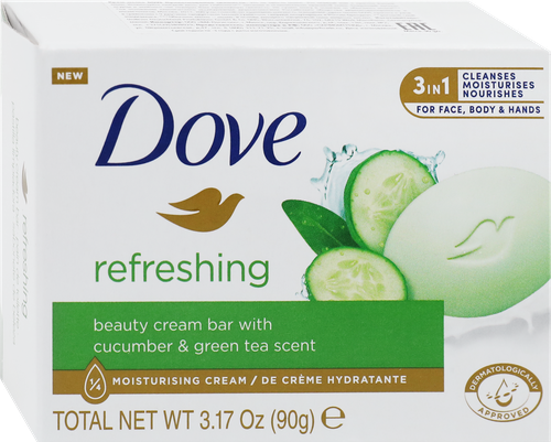 Крем-мыло DOVE Прикосновение свежести Огурец, 90г, крупный план