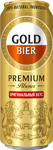 Пиво светлое GOLD Premium Pilsener пастеризованное 4,8%, 0.43л, вид