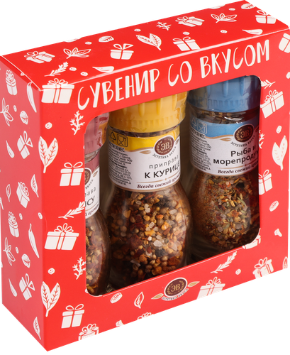 Набор специй ЭСТЕТИКА ВКУСА Сувенир со вкусом, 3 мельницы, 139г, фотография