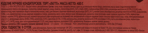Торт ВЫБОР СЕМЬИ Латте, 480г, фотография