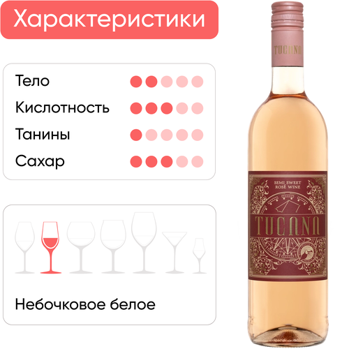 Вино TUCANA Semi Sweet Rose Вестерн Кейп розовое полусладкое, 0.75л, изображение