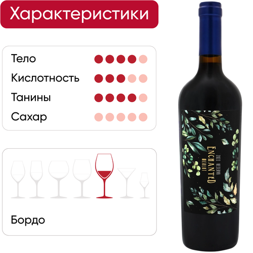 Вино ENCHANTED Merlot Reserva выдержанное сортовое красное сухое, 0.75л, изображение