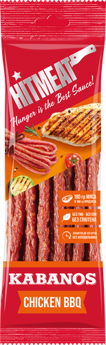 Снеки сырокопченые HITMEAT Kabanos Chicken BBQ, 80г, крупный план