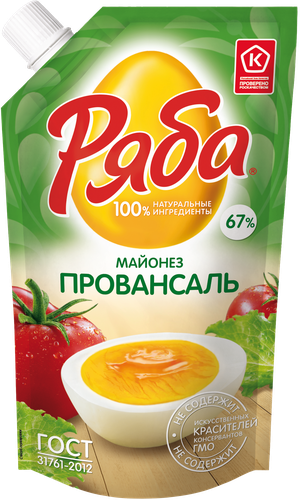 Майонез РЯБА Провансаль 67%, 192г, фотография