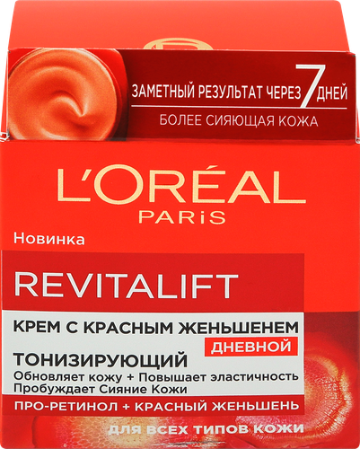 Крем дневной для лица L'OREAL Paris Ревиталифт с красным женьшенем, 50мл, крупный план