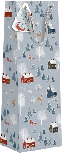 Пакет подарочный ПАКЕТИКО Winter Land евролюкс, 38x12x10см, Арт. BL, вид