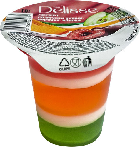 Десерт DELISSE Вишня-персик-яблоко, многослойный, без змж, 150г, изображение