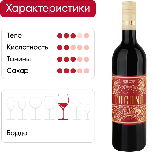 Вино TUCANA Semi Sweet Red Вестерн Кейп красное полусладкое, 0.75л, изображение