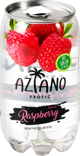 Напиток AZIANO Raspberry fruit sparkling drink со вкусом малины газированный, 0.35л, вид