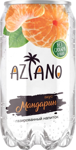 Напиток AZIANO Mandarin fruit sparkling drink со вкусом мандарина газированный, 0.35л, вид