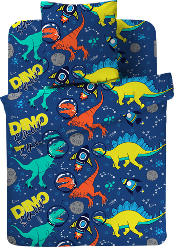 Комплект постельного белья 1,5-спальный HOMECLUB Kids Dino, бязь, фото
