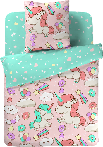 Комплект постельного белья 1,5-спальный HOMECLUB Kids Unicorn, бязь, фото