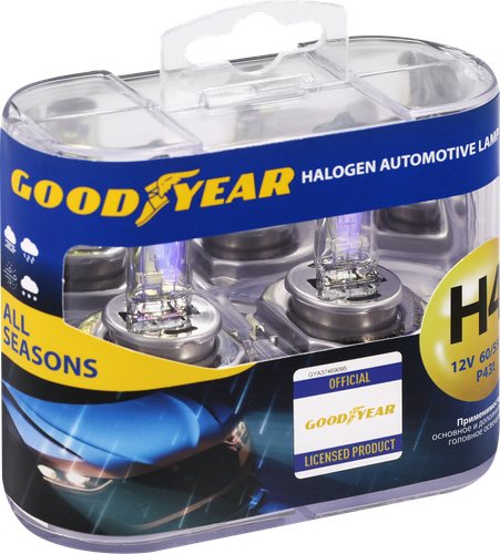 Лампа галогенная автомобильная GOODYEAR All seasons Н4 12V 60/55W P43t, 2шт, вид