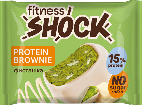 Брауни FITNESSHOCK Белый шоколад и фисташка, 50г, вид