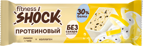 Батончик протеиновый FITNESSHOCK Лимон-чиа, глазированный, 40г, изображение