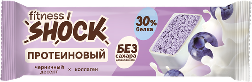 Батончик протеиновый FITNESSHOCK Черничный десерт, глазированный, 40г, фотография