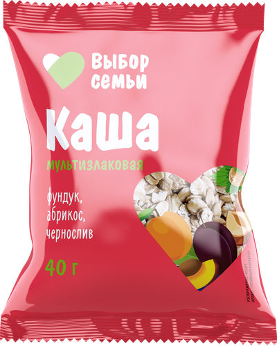 Каша мультизлаковая ВЫБОР СЕМЬИ Фундук, абрикос и чернослив, 40г, фотография