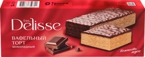 Торт вафельный DELISSE Шоколадный, 200г, крупный план