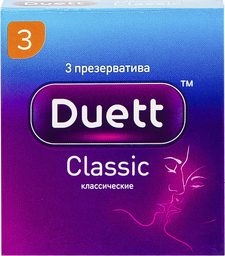 Презервативы DUETT Classic гладкие с силиконовой смазкой, 3шт, детальное фото