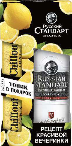 Промо-набор: Водка РУССКИЙ СТАНДАРТ 38%, 1л + Тоник CHILLOUT Bitter Lemon, 2х0.33л