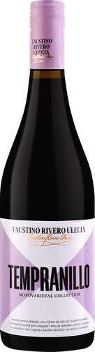 Вино FAUSTINO RIVERO ULECIA Tempranillo ординарное сортовое красное сухое, 0.75л, крупный план