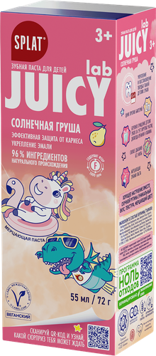 Зубная паста детская SPLAT Juicy Lab Груша со фтором, 55мл, детальное фото
