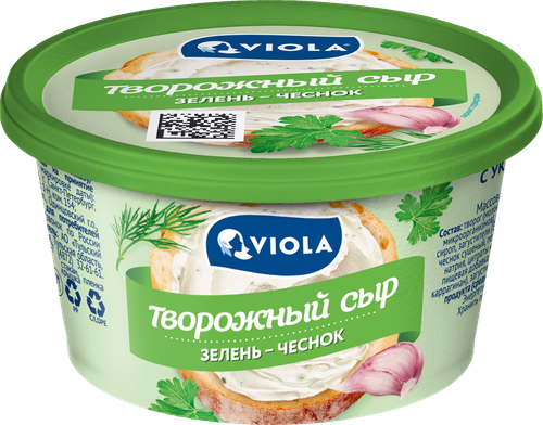 Сыр творожный VIOLA c укропом, чесноком и петрушкой 66%, без змж, 140г, вид