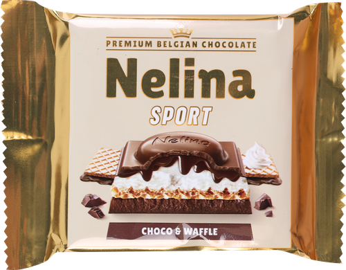 Шоколад молочный NELINA Sport с молочной начинкой, фундуком и вафлями, 55г, вид