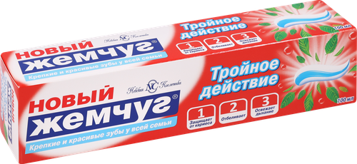 Зубная паста НОВЫЙ ЖЕМЧУГ Тройное действие, 100мл, вид