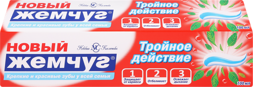 Зубная паста НОВЫЙ ЖЕМЧУГ Тройное действие, 100мл, вид