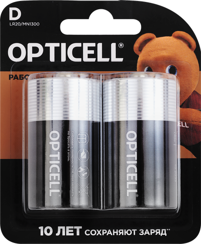 Батарейки OPTICELL Basic D, Арт. 5051005, 2шт, крупный план