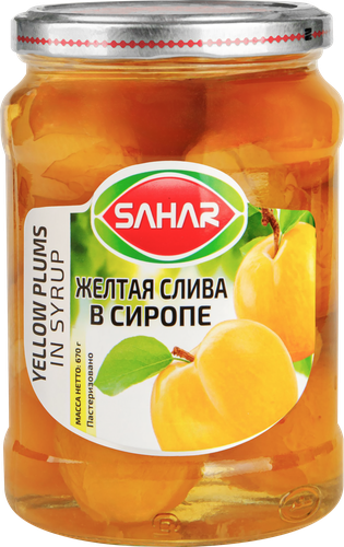 Слива желтая SAHAR в сиропе, 670г, фото