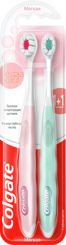 Зубная щетка COLGATE Cushion Clean, мягкая, 2шт, крупный план