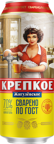 Пиво светлое ЖИГУЛЕВСКОЕ Крепкое пастеризованное 7,0%, 0.45л, картинка