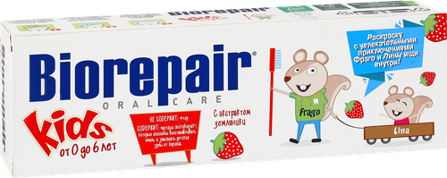 Зубная паста детская BIOREPAIR Kids fragola с экстрактом земляники, 50мл, детальное фото