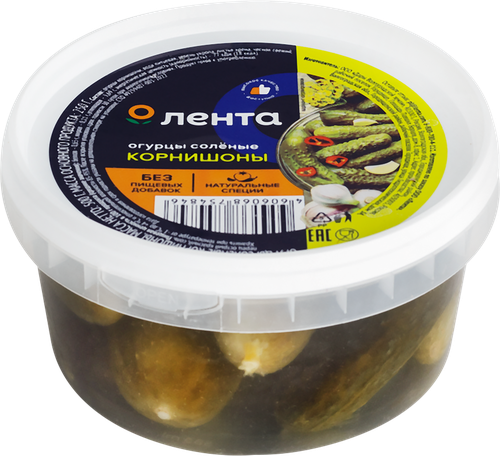 Огурцы соленые ЛЕНТА Корнишоны, 500г, детальное фото