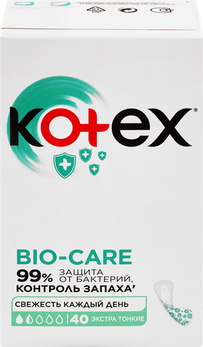Прокладки ежедневные KOTEX Bio-care Экстра тонкие, 40шт, фотография