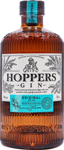 Джин HOPPERS Original Dry сухой дистиллированный 40%, 0.7л, крупный план