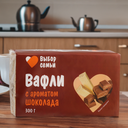 Вафли ВЫБОР СЕМЬИ с ароматом шоколада, 300г, изображение