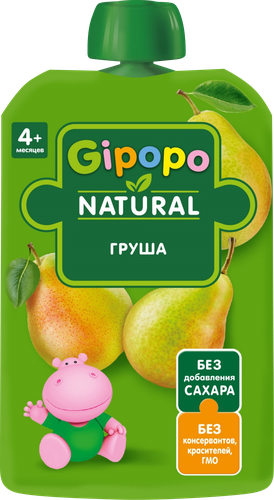 Пюре фруктовое GIPOPO Нежная грушка, с 4 месяцев, 80г, детальное фото
