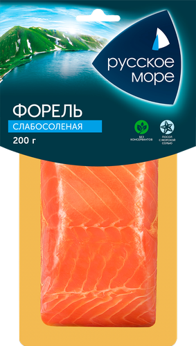 Форель слабосоленая РУССКОЕ МОРЕ филе-кусок, 200г, вид