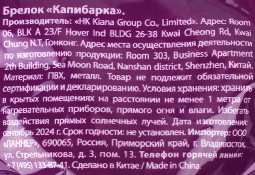 Брелок Капибарка, Арт. 3333224, фотография