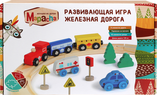Развивающая игра MAPACHA Железная дорога из дерева, Арт. 76832, крупный план