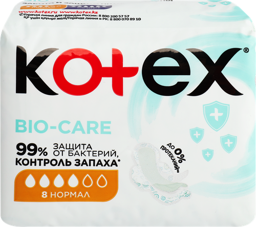 Прокладки гигиенические KOTEX Bio-Care Normal, 8шт, детальное фото