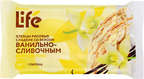 Хлебцы рисовые ЛЕНТА LIFE с ванильно-сливочным вкусом, сладкие, 80г, изображение