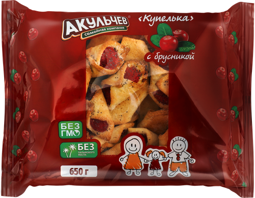 Печенье сдобное АКУЛЬЧЕВ Купелька, со вкусом брусники, 650г, изображение