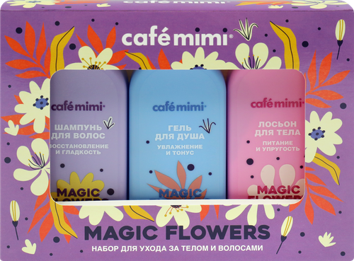 Набор подарочный женский для ухода за телом и волосами CAFE MIMI Magic Flowers, картинка