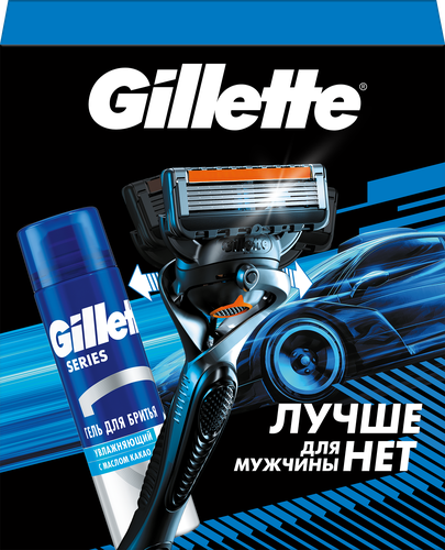 Набор подарочный GILLETTE Mach3 ProGlide Flexball Бритва и гель для  бритья увлажняющий Масло какао, 200мл, фотография