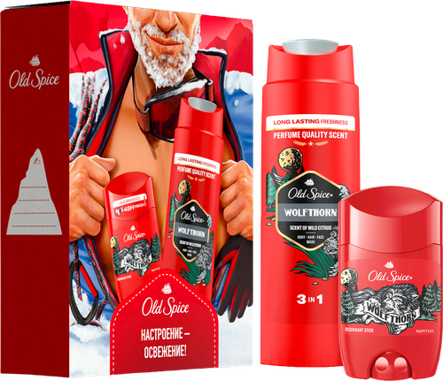 Набор подарочный OLD SPICE Wolfthorn Дезодорант твердый, 50мл, Гель для душа Capitan, 250мл, вид