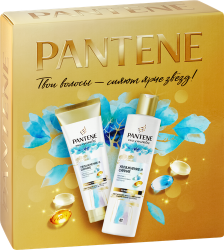 Набор подарочный женский PANTENE Шампунь для волос Pro-V Miracles, 250мл+Бальзам для волос Hydra, 160мл, крупный план